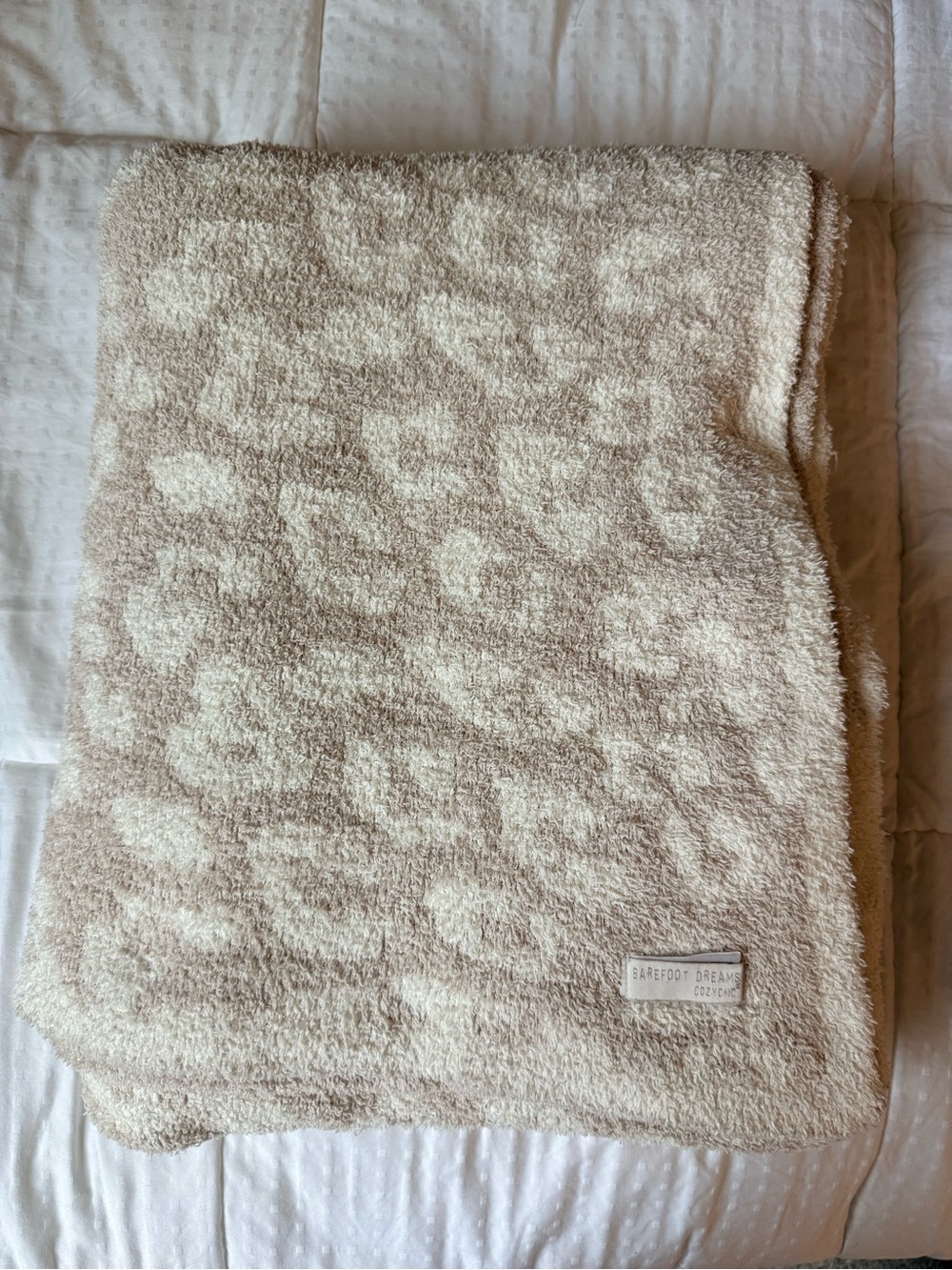 Barefoot Dreams Neutral Leopard Cozy Bath Blanket in Cream and Beige